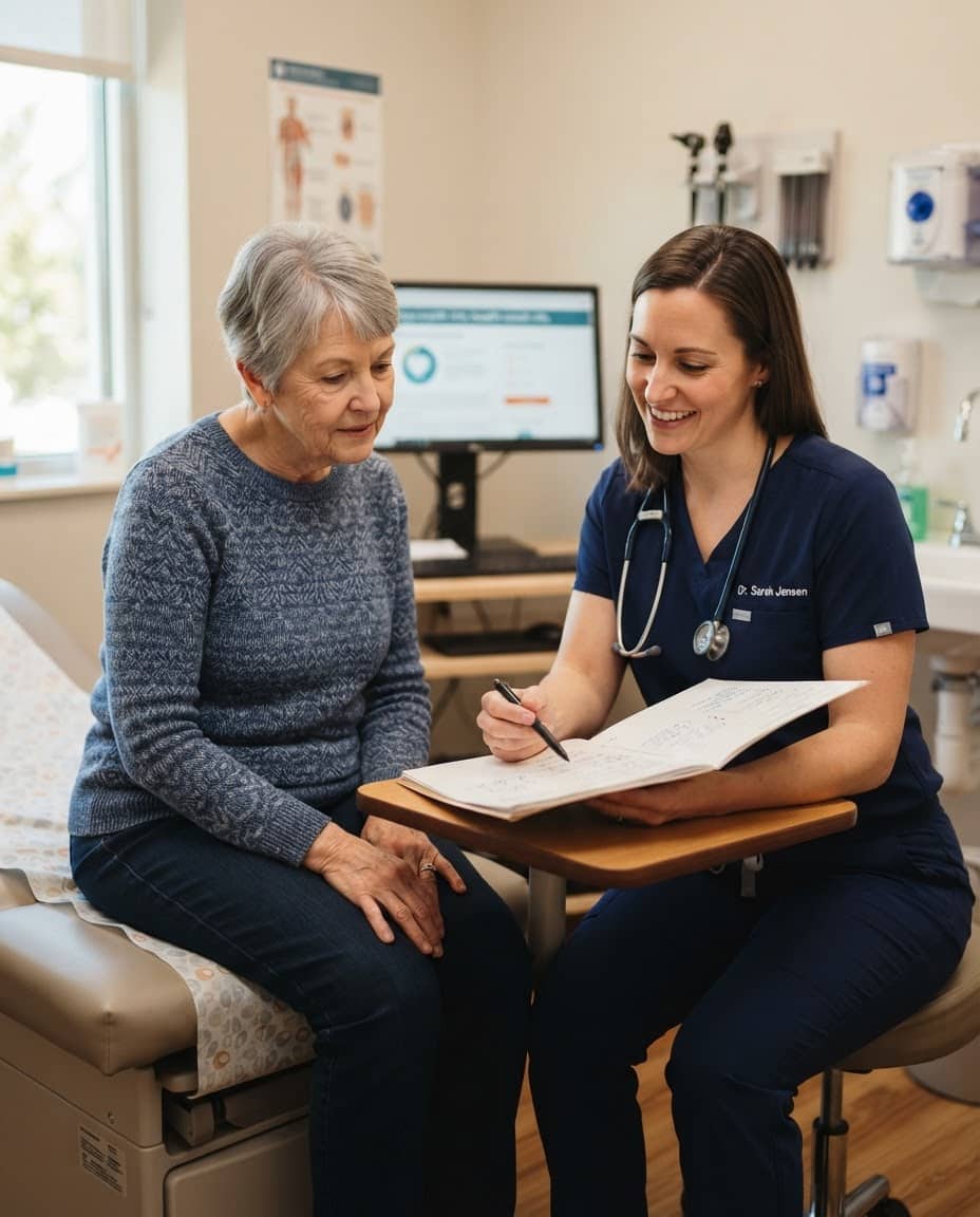 Clinician reviewing a chart with a patient