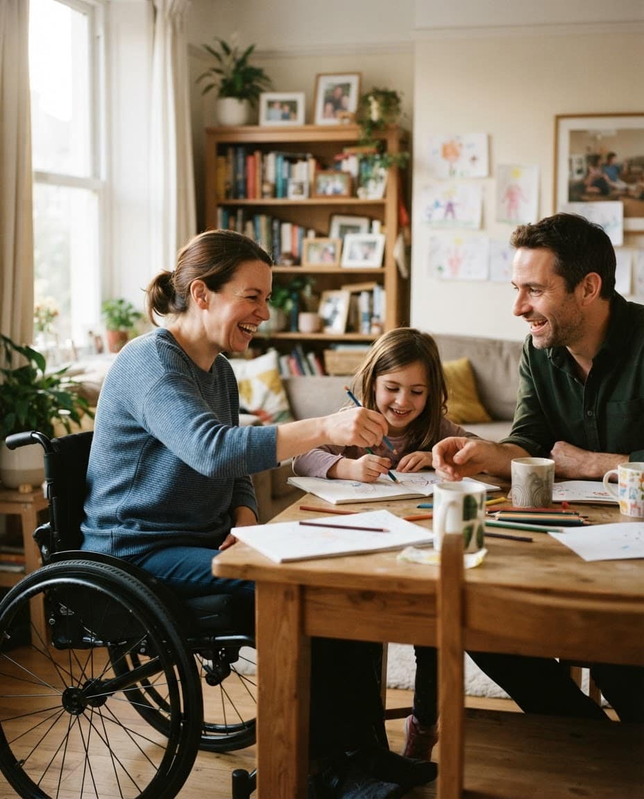 A person with a disability at home with family